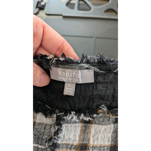 Habitat Tunic Top XL Gauzy Art Wear Lagenlook Lightweight Boxy Plaid Pockets - Picture 6 of 10